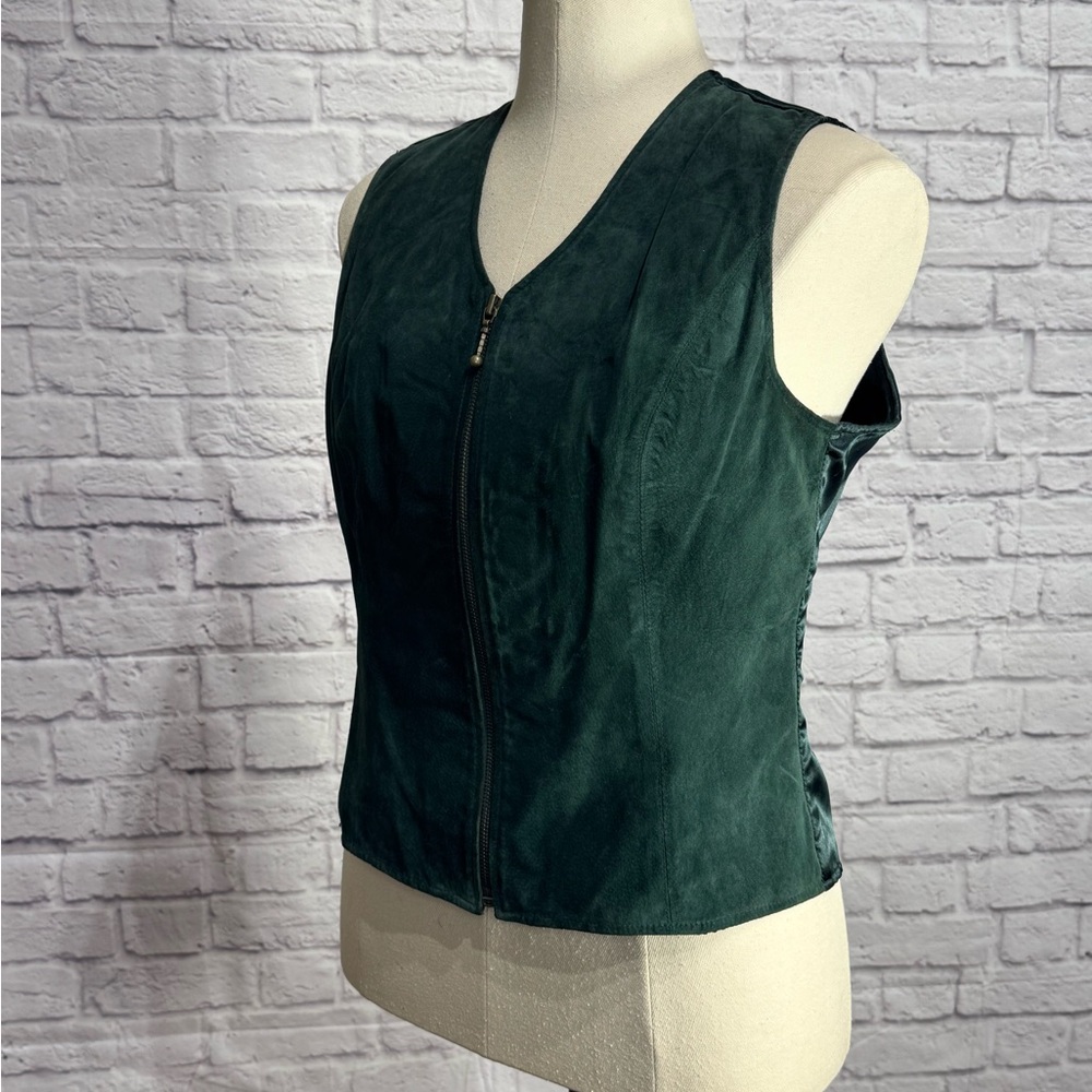 Faded Glory Green Suede Zip-Up Vest